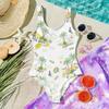 Costume Intero da Bambina Estate Stampa Hawaiana Costumi da Bagno Leggeri Comodi per Bambini Festa in Piscina Attività Acquatiche