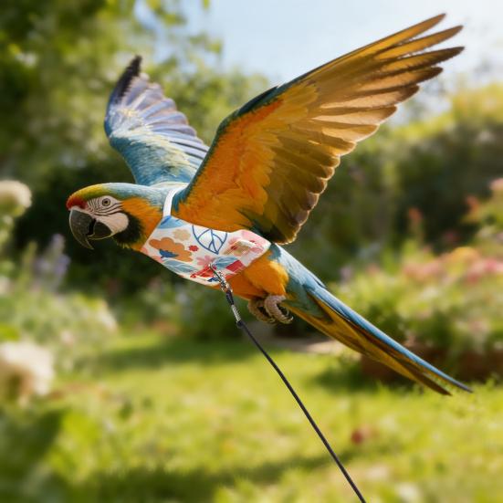 Parrot Flight Suit Floral Pattern Bird Harness Parrot Clothes with Flying Leash for Safe Outdoor Walks Cockatiel Lovebird Use