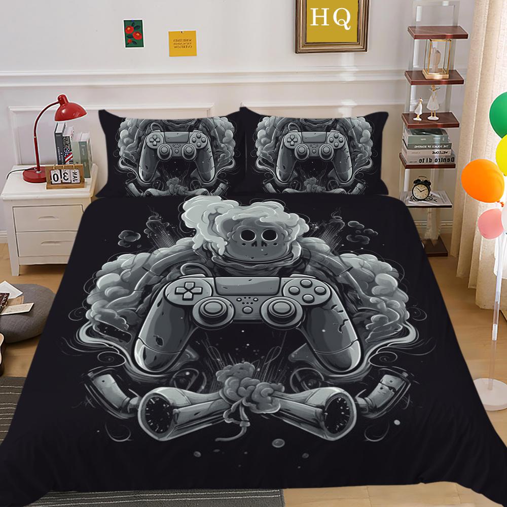 Conjunto de capa de edredom da moda, têxteis para o lar, jogo 3D, impressão de alça, conjunto de cama para adolescentes, menino, colchas, conjunto de cama de luxo, capa