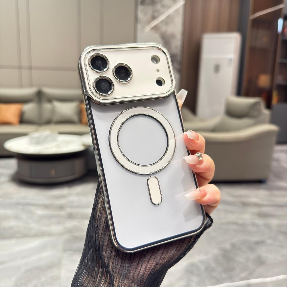 Luxury Transparent for Magsafe Hard PC Case for 18 17 16 15 Pro Max Magnetic Wireless Charge Clear Shockproof Cover
