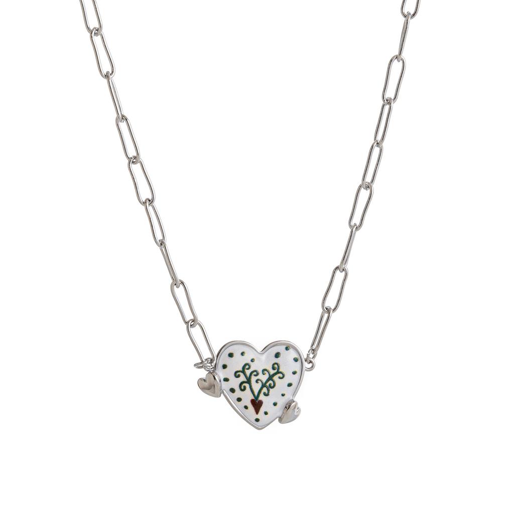Retro Necklace With One Arrow Through The Heart Personality Pattern Paper Clip Chain 18K Color Retention