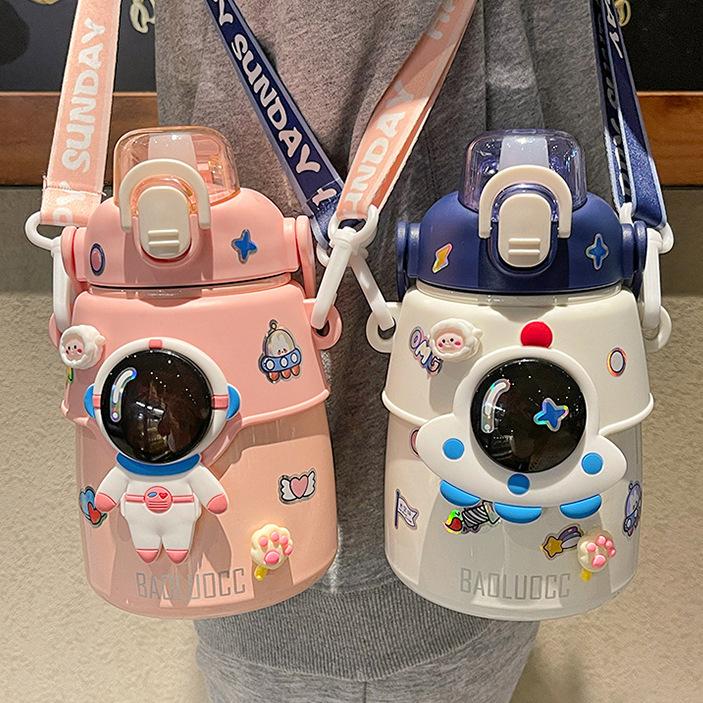 Roztomilý super roztomilý dětský termohrnek pro dívky s vysokým vzhledem, studentská slámová konvice s velkou kapacitou, přenosný hrnec