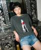 REBRENNER Dtf Lipstick Pigment Short Sleeve T-Shirt Blue