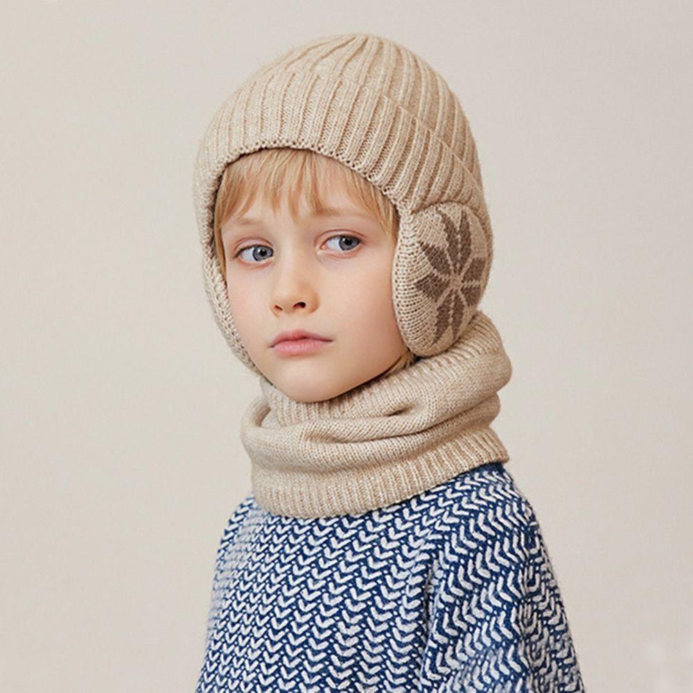 2Pcs/Set Fleece Children Hat Scarf Set Warm Beanie Hat Scarf Fashion Knitted Scarf Cap  Boys Girls