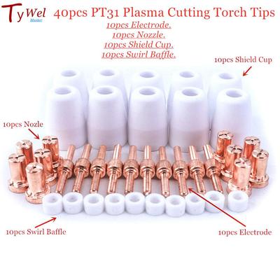 PT31 Plasma Torch Tip Electrode Nozzle Shield Cup Plasma Cutting Torch Consumable