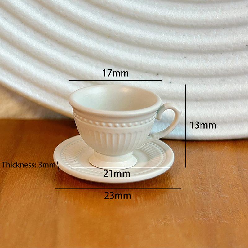 2PCS Small Luxury French Coffee Cup Plate Set Toy Dollhouse Mini Furniture Model DIY Accessories Miniature Scene Decoration