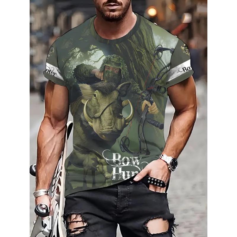 

Футболки с изображением собак и уток, охота на оленей, 3D-принт, мужская уличная мода, короткий рукав, футболка с круглым вырезом, свободные топы, футболки, одежда 2XL