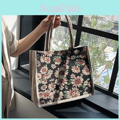 Street Style Linen Tote Bag With Magnetic Closure For Casual Daily Use
