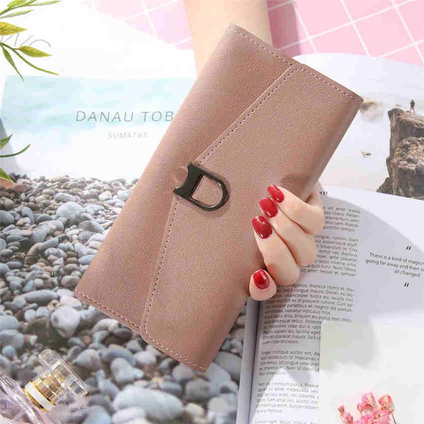 

Females Long Clutch Wallets Lady Purses Envelope Wallet PU Leather Women Money Bag кавовий
