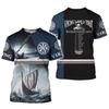 Summer Round Neck 3D Viking Tattoo Print Top Fashionable Casual Short Sleeved Men's T-shirts