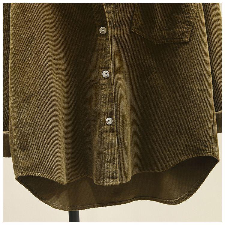 Women's Thickened Corduroy Long Sleeve Shirt - Autumn Winter Fashion, Korean Style Loose Casual Top