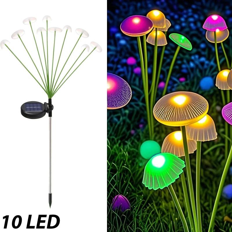 6LED/8LED/10LED Solar Mushroom Lights Outdoor Waterproof Garden Decor, 4-Color Landscape Lighting for Patio Lawn, Starlight Bulbs Ideal Gift