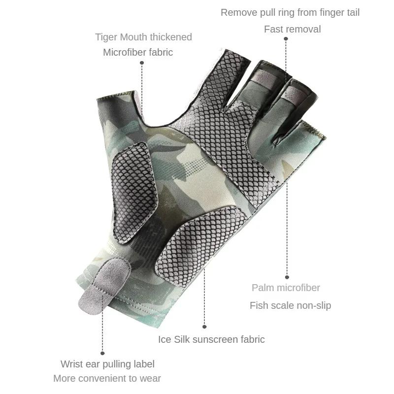 Guanti da pesca UPF 50+ - Guanti da pesca senza dita con protezione solare - Guanti da sole da pesca per donne uomini attività all'aperto.