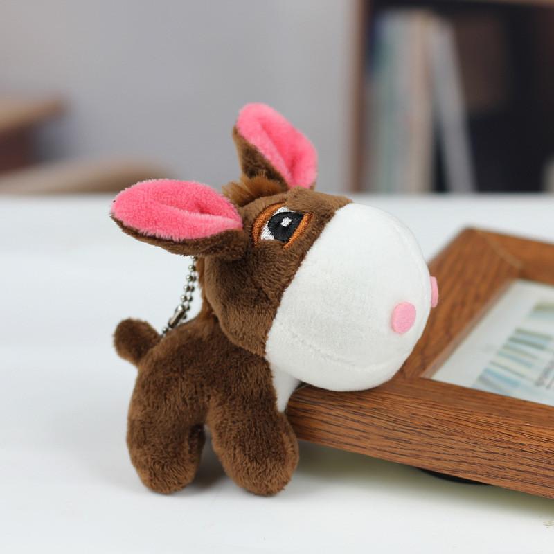 Adorable Creative Donkey Plush Toy Keychain Cute Short Plush Animal Ornament Gift
