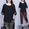 2023 Plus Size Korean Style Casual Two-Piece Set: Loose Mid-Sleeve Top and Seven-Point Pants