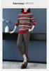 Women's Jacquard Pure Wool Sweater - Thickened Half-High Collar, Long Sleeve, Loose Knit - Autumn/Winter Fashion