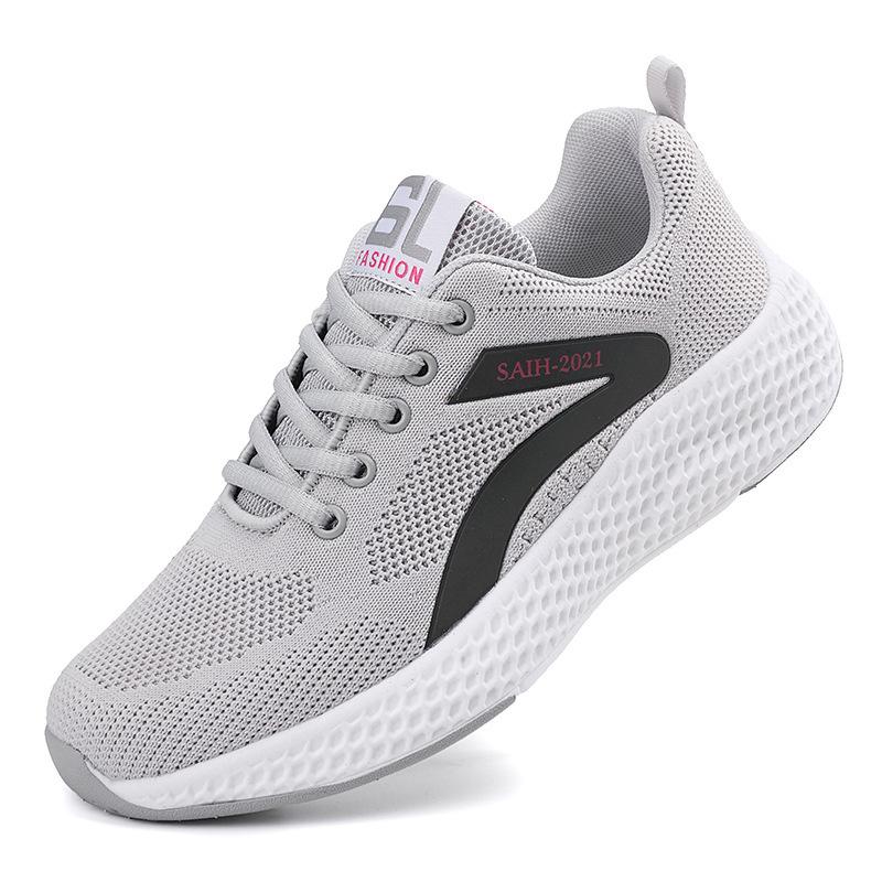 Damen-Sportschuhe Bequeme Laufschuhe Flyknit Vielseitig Schnürung Freizeit-Schuhe Für Damen Atmungsaktiv Und Modisch
