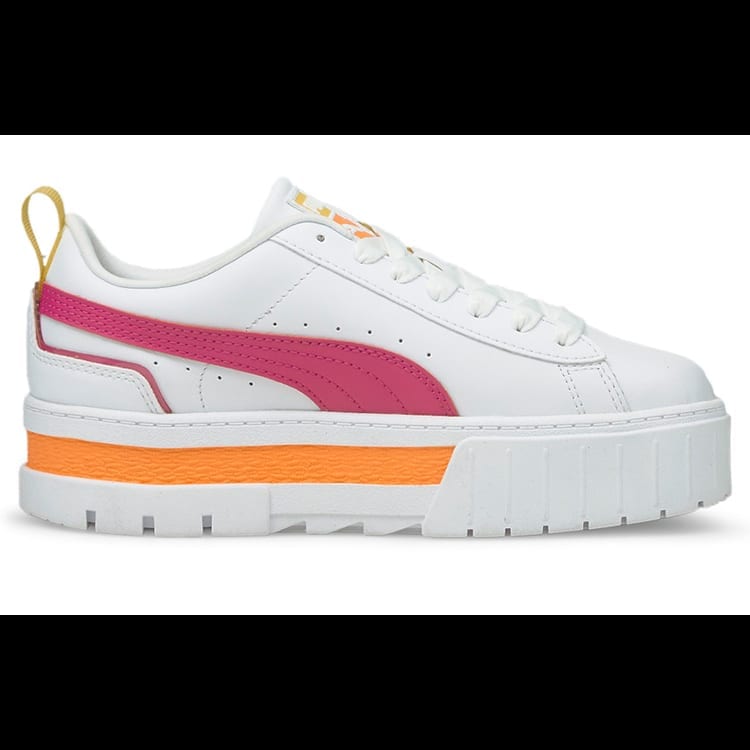 Puma Mayze City Lights Women White Pink Green Low Top Sneakers Leather Casual 382741-02