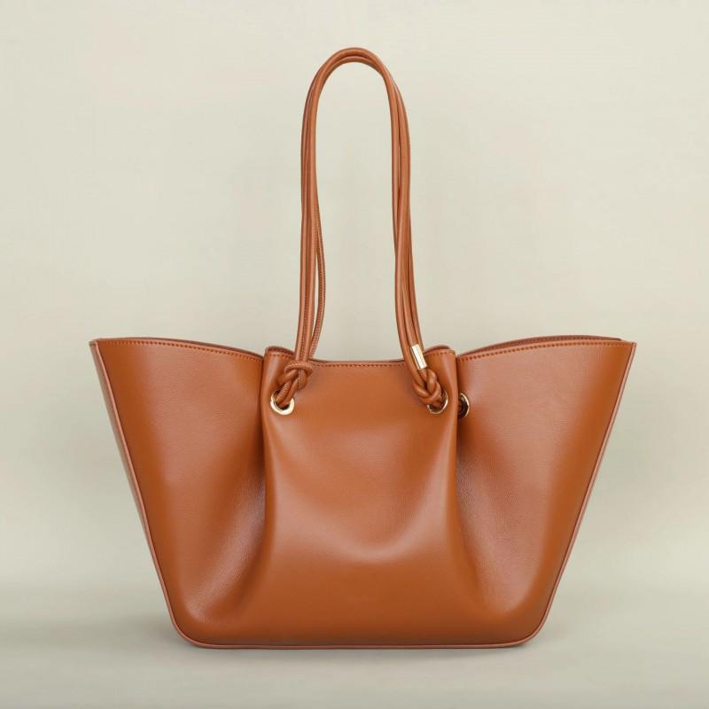 Pleated Women s Bag Large Capacity Tote One-shoulder Handbag Vegetable Basket Fashionable Niche Temperament Commuting 47cmx15cmx26cm