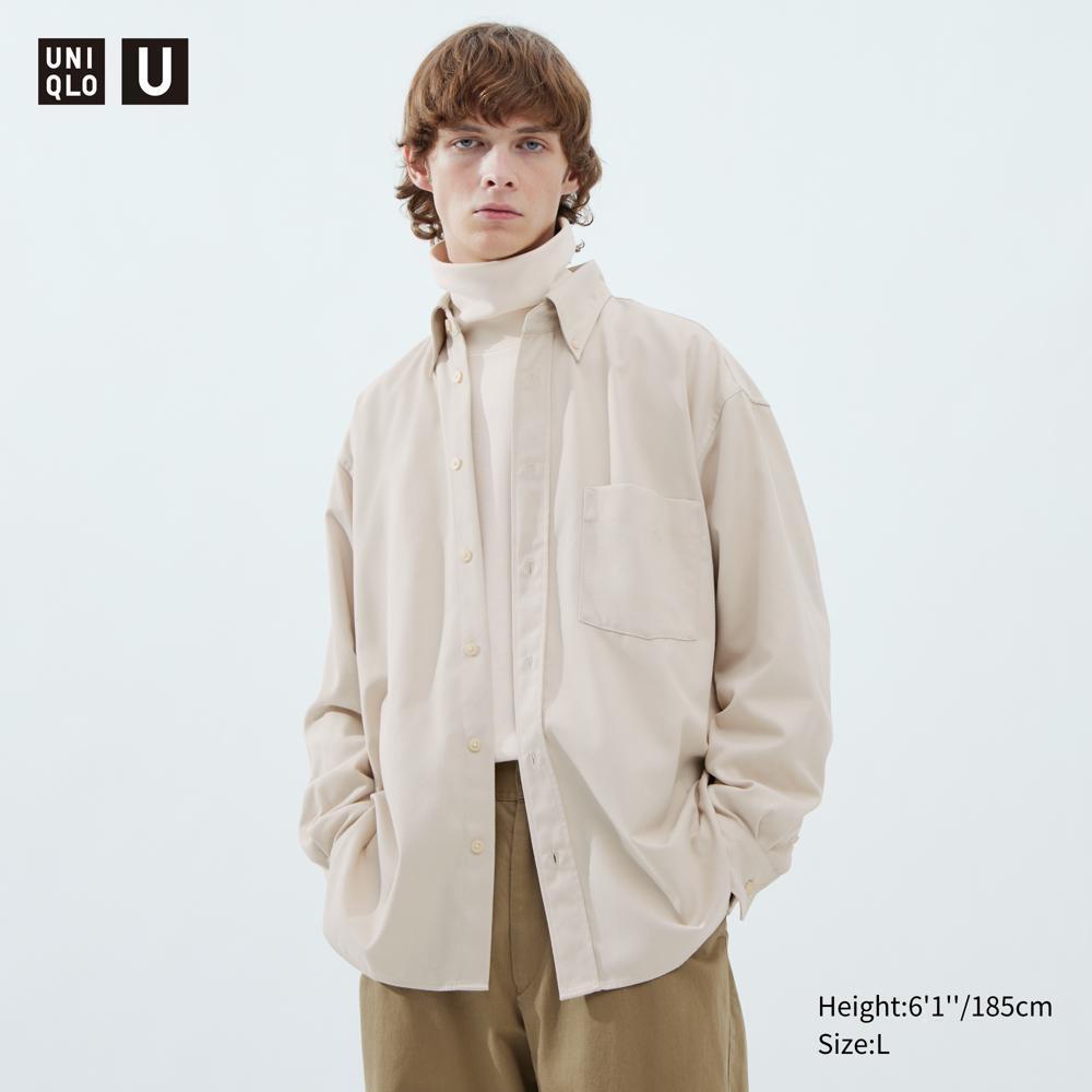 

Рубашка оверсайз из саржи UNIQLO с длинными рукавами