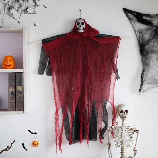 Halloweenská závěsná dekorace lebky ducha venkovní strašidelná ponurá smrtka děsivý létající kostlivec duch pro verandu dvůr zahradu stromová dekorace