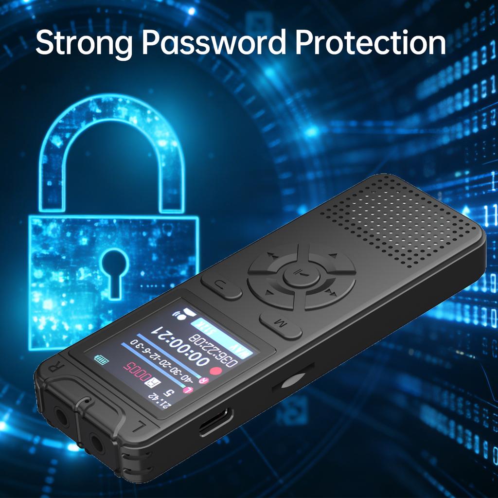 Portable Meeting Voice Recorder 50 Hours Recording Time 1.44  Screen Clear Sound for Students Journalists Professionals Meetings