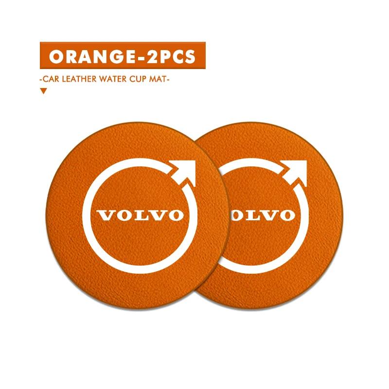 2pcs Car Cup Coaster High Quality Colorful Non Slip Pad Parts For Volvo AWD XC60 S40 XC40 XC90 C30 C70 S60 S80 S90 T6 V40 V50