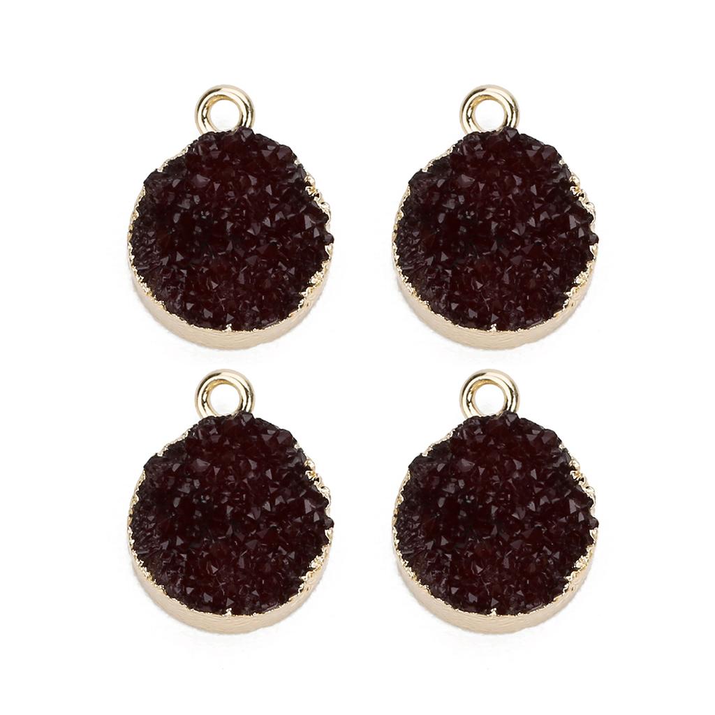 5pcs/Lot 13.5mm Druzy Quartz Resin Stone Charms For Jewelry Making Round Crystal Geode Small Charms Pendant DIY Bracelet