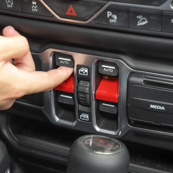 Car Window Lift Switch Button Cover For Jeep Wrangler JL JT 2018- Bright Red