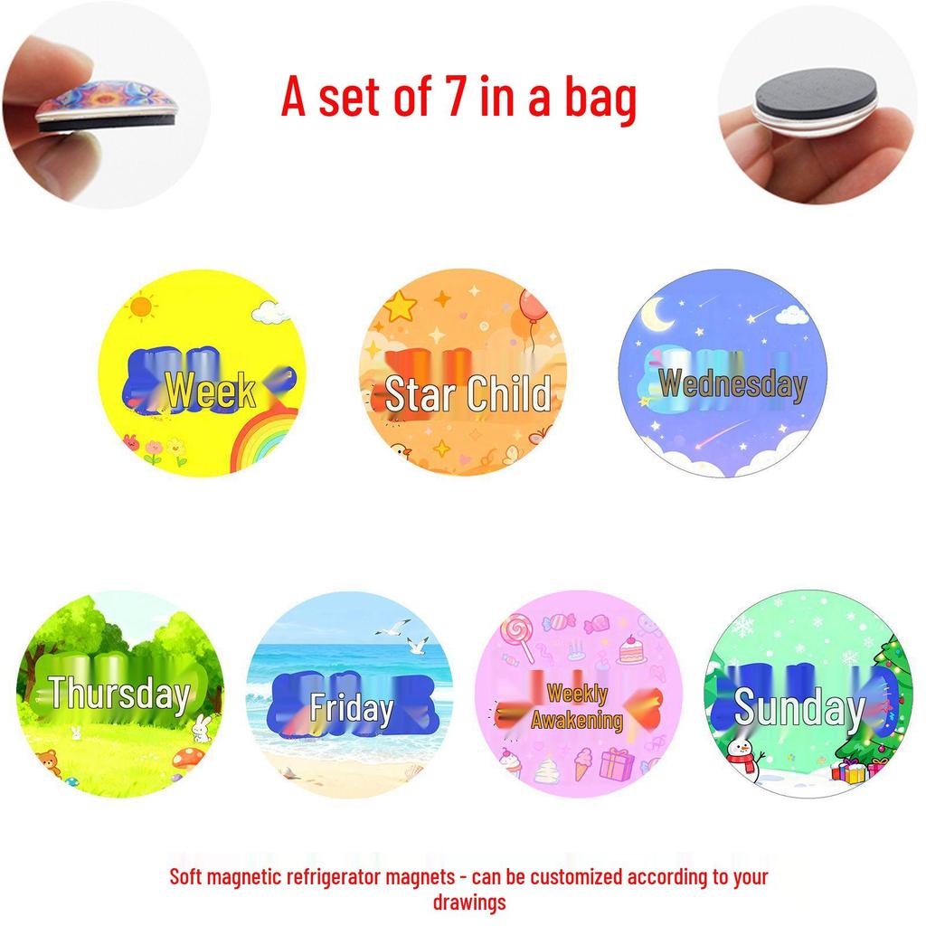 Personalized Cartoon Fun Soft Magnetic Weekly Refrigerator Stickers