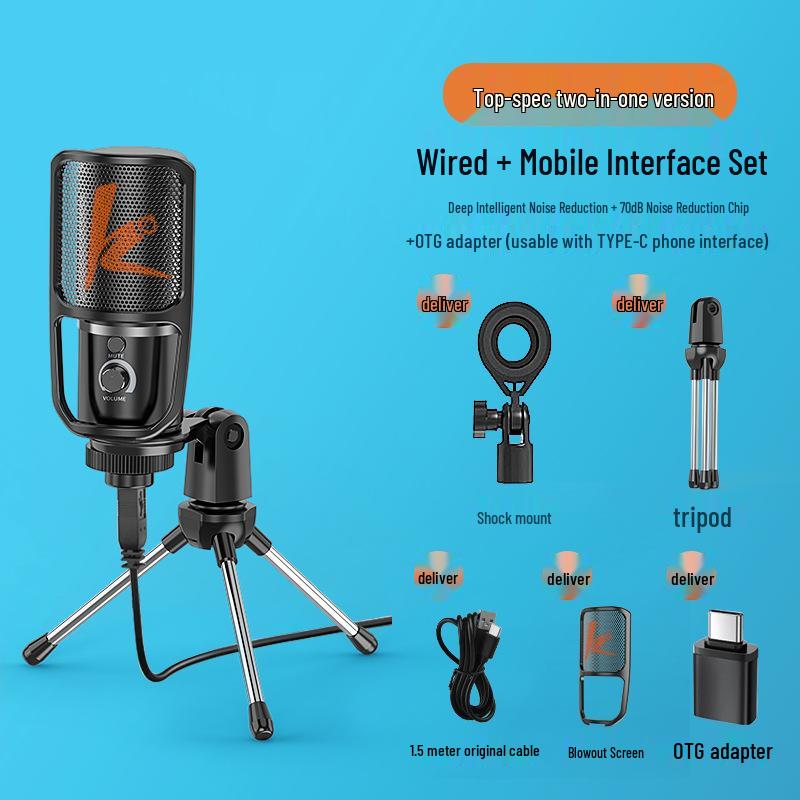 USB Noise-Reduction Condenser Microphone for Gaming, Desktop, Online Classes, and Conferences