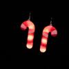 Santa Claus Xmas Dangle Ear Clips Electric Luminous Christmas Pendant LED Drop Earrings  Girls
