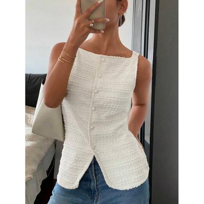 Sexy Summer Shirt Women's Shoulder Strap Style Solid Color Slim Fit Sleeveless Vest Top Women's Clothing