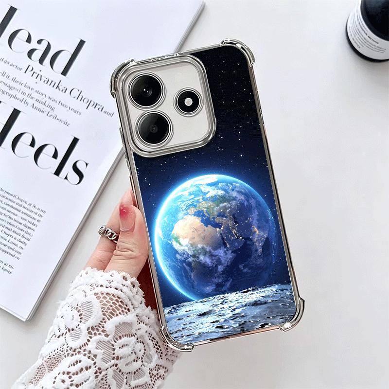 Earth Stars Space Universe Plating Phone Case For Xiaomi Redmi Note 14 15 Pro Plus 13 12 11 11S 11T 10 9S 9 5G Anti-Fall Airabag