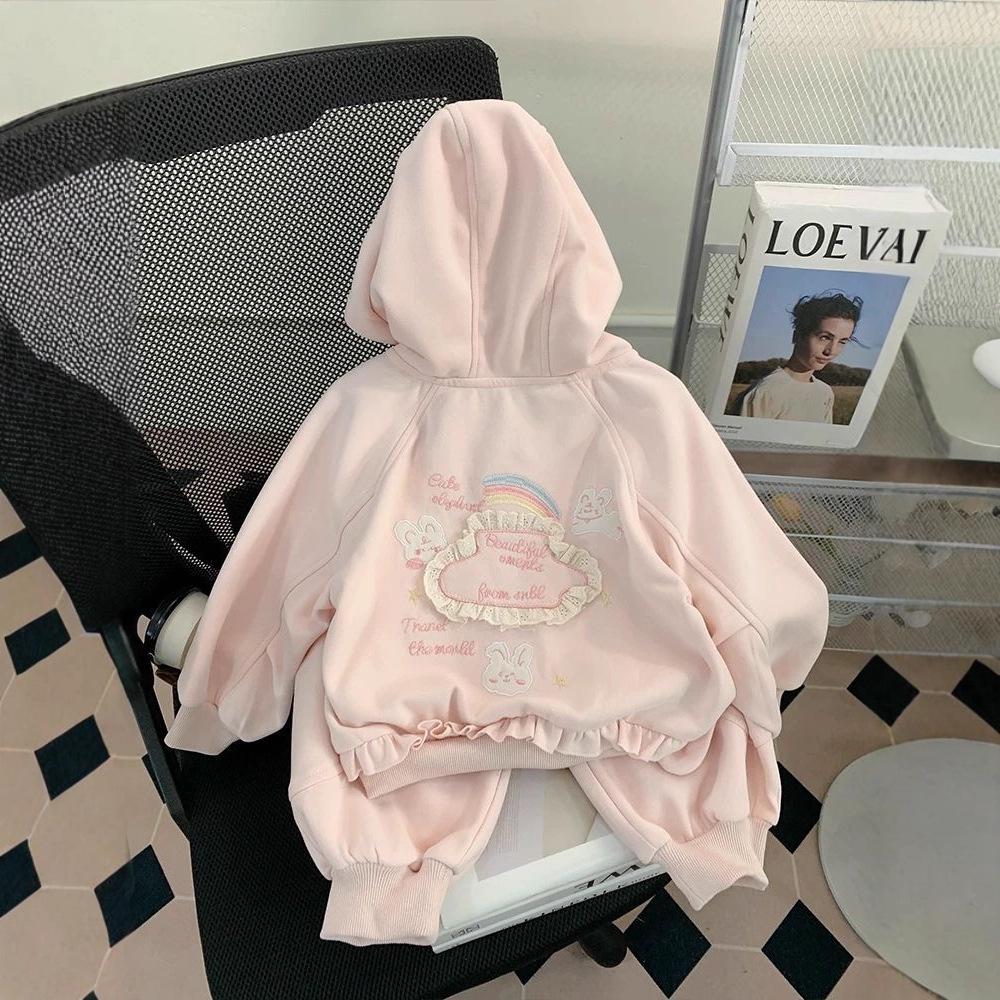 Spring 2025 Girls' Fashion Set: Toddler Sweatshirt, Jacket & Pants for Spring/Autumn