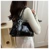 Korean Rivet Design Shoulder Underarm Bags for Women Large Capacity Ladies Soft Pu Tote Travel Portable Female Boston Handbag