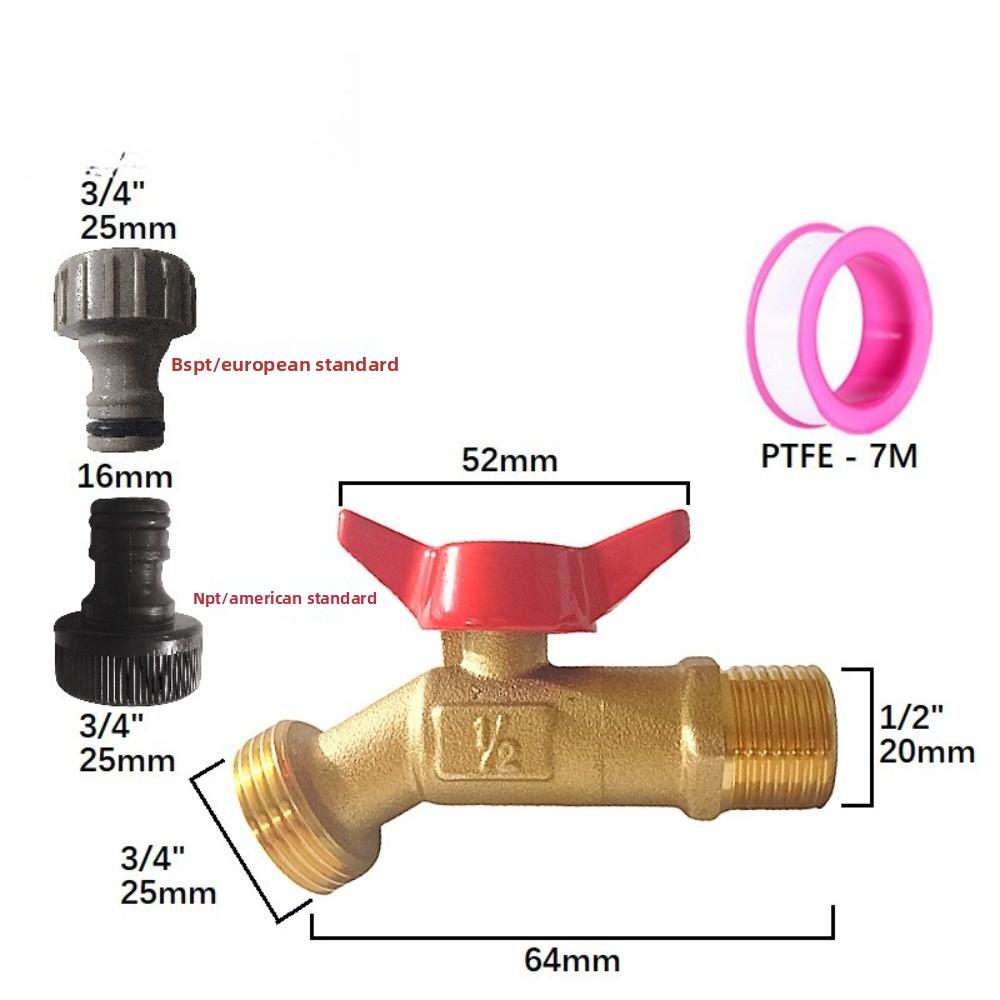 European American Brass Ball Valve Quarter Turn Water Tank Spigot Rain Barrel with Bulkhead Fitting 1/2in 3/4in Male Thread