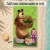 Beach TowelMasha and the Bear Custom Name Text Personalized Soft Towel for Beach Pool Indoor Home Decor Gift