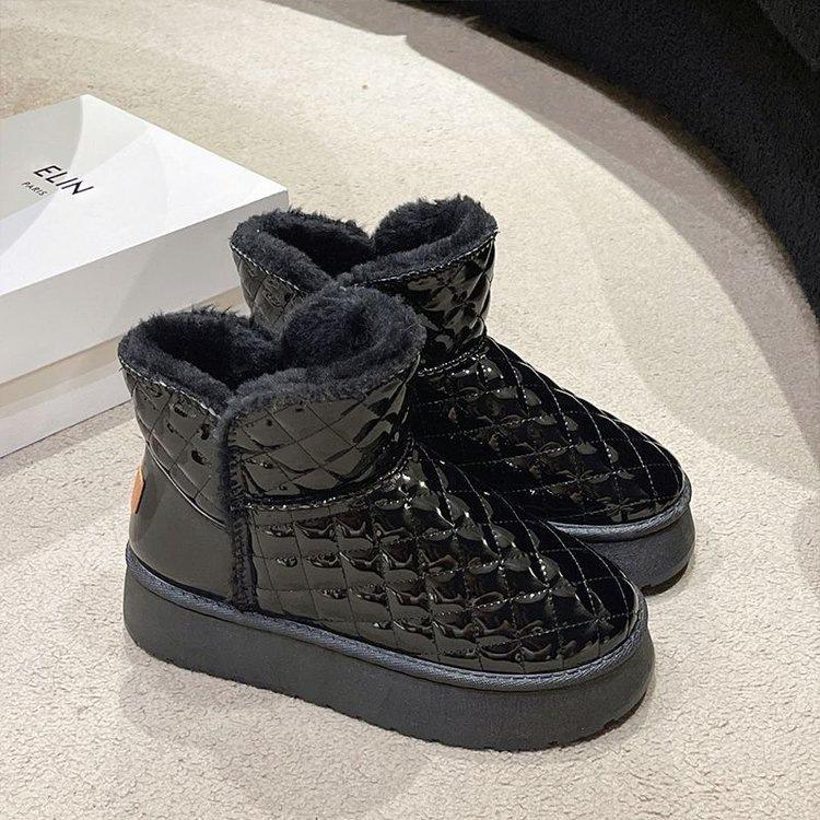 Winter waterproof leather velvet warm northeast plush snow boots women's 2025 new short cotton boots non-slip cotton shoes