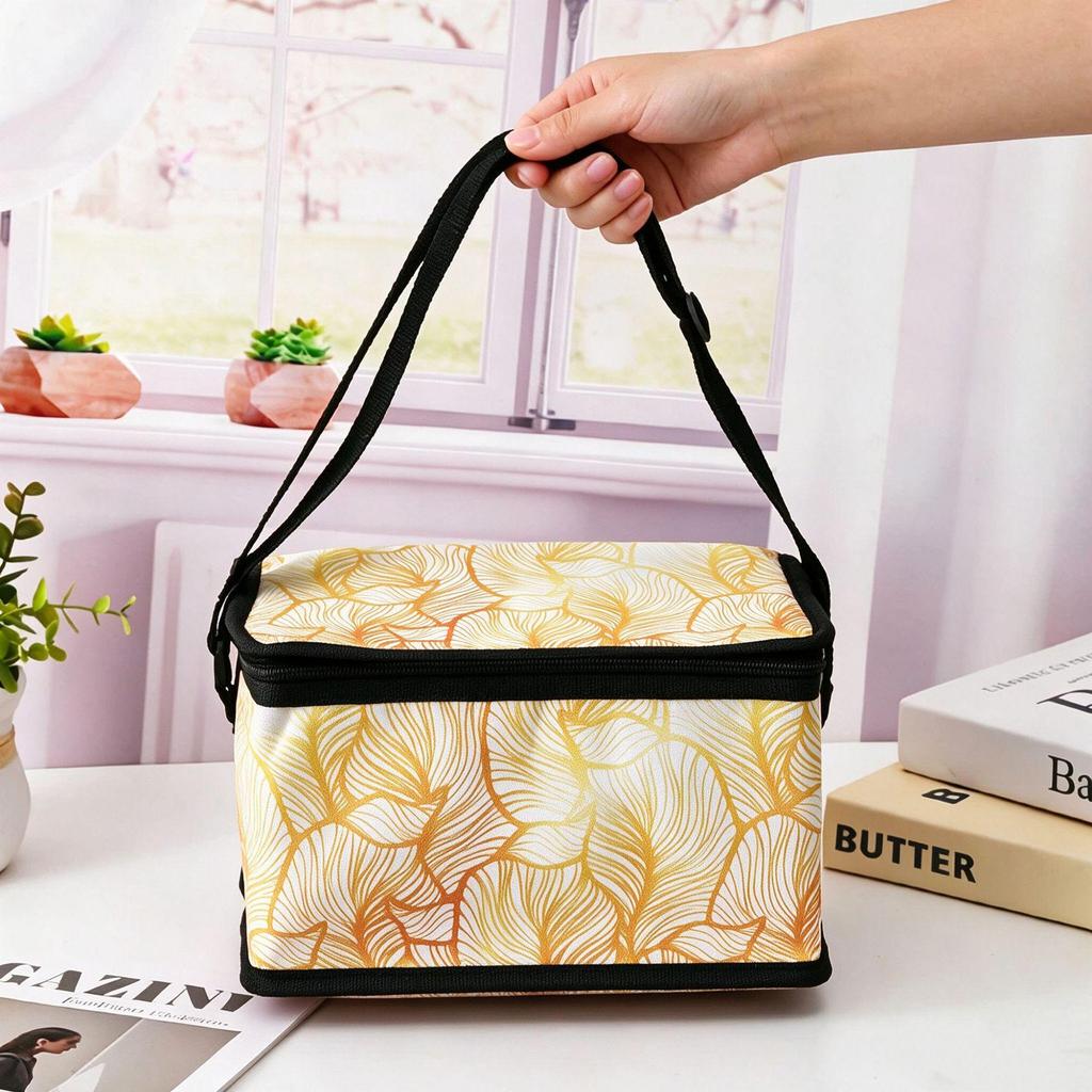 Oxford Cloth Insulated Outdoor Lunch Bag - Handheld Cold Storage Picnic and Takeaway Bag