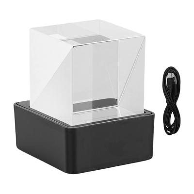 Mini WiFi Weather Clock with GIF Animations Hologram Cube Display Electronic Album Player for Desktop Decor USB Powered