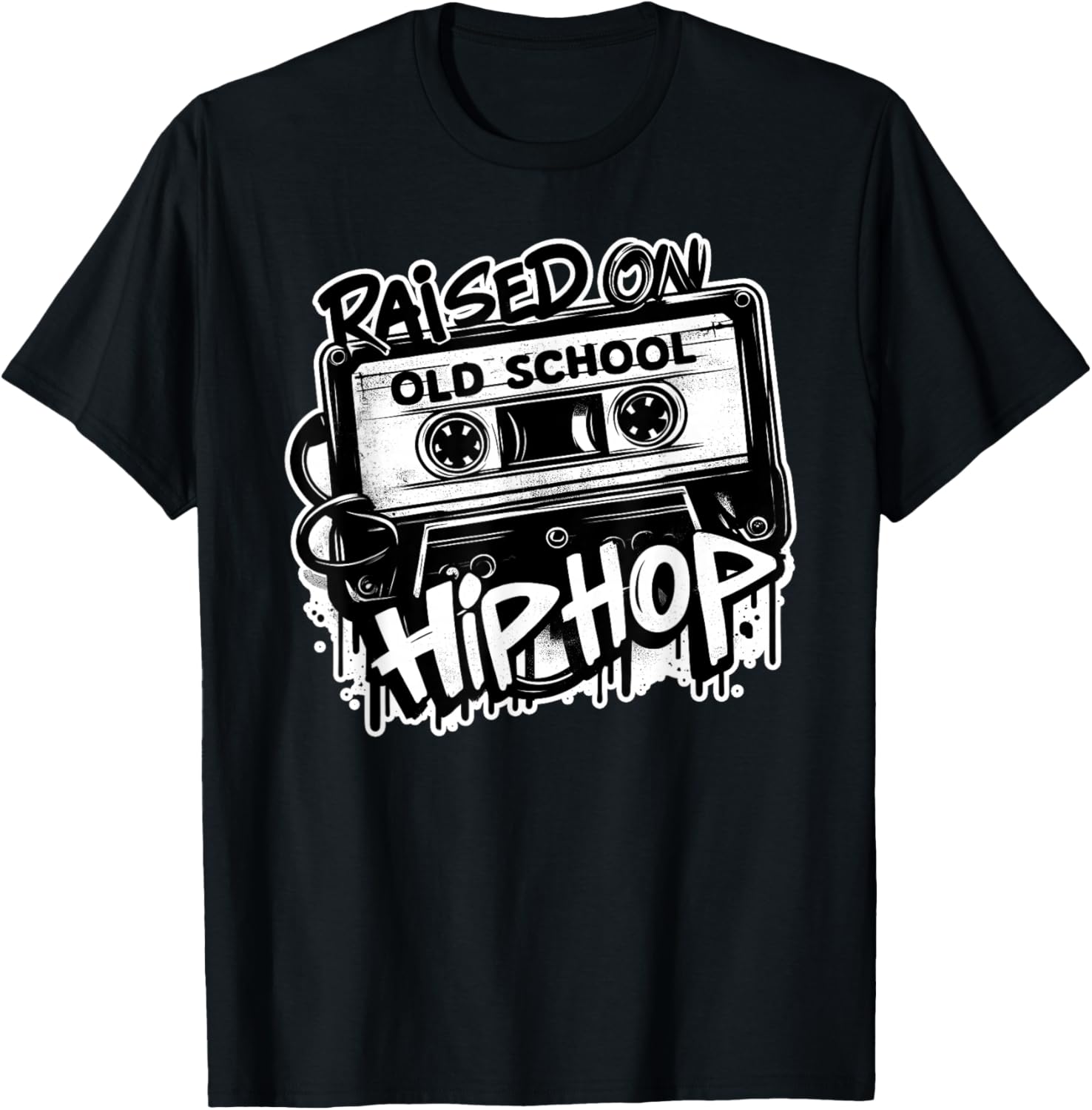 Raised ON Old School Hip HOP 80s 90s Cassette Graffiti T-Shirt S