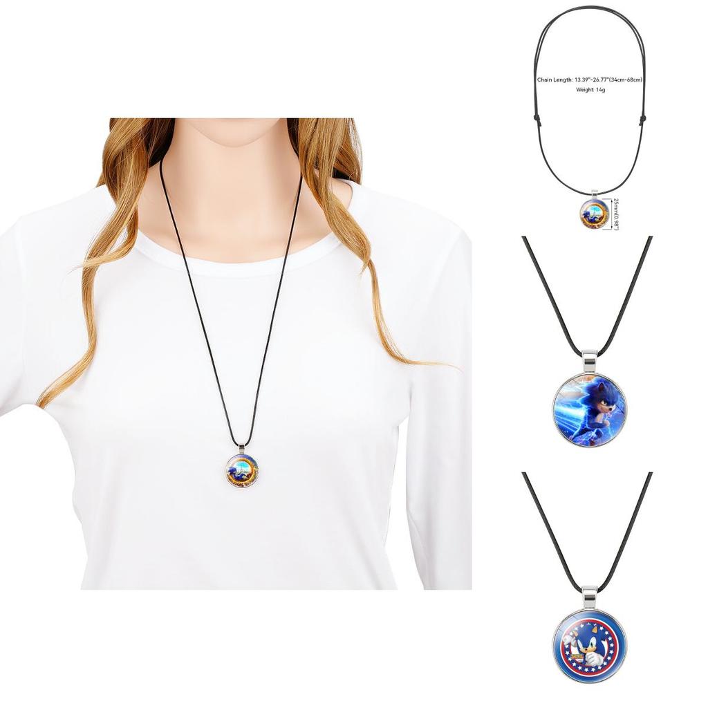 Sonic The Hedgehog Time Stone Necklace Soft Wax Rope Hypoallergenic Cartoon Pendant