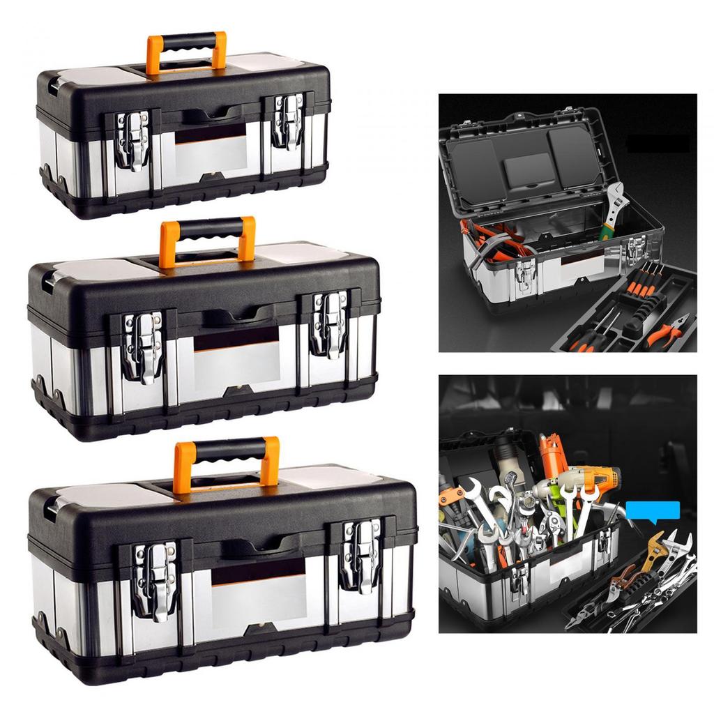 Heavy Duty Steel Toolbox for Home and Garage Organization - Secure Storage Solution with Layers