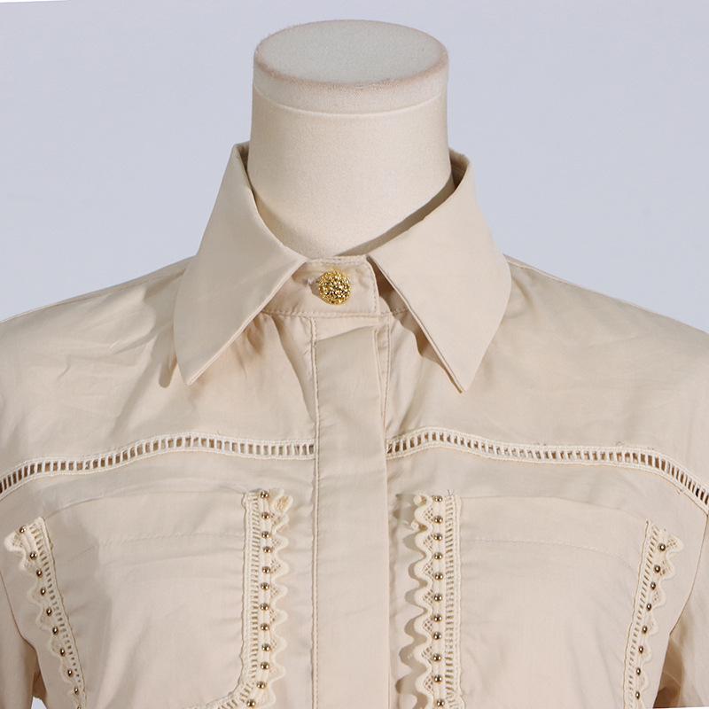 2025 Chic Two-Piece Set: Embroidered Stand-Up Collar Blouse & Long Skirt