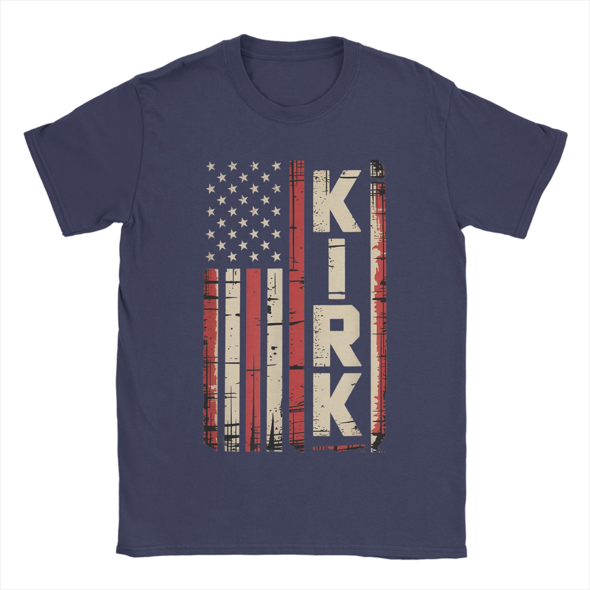 

Vintage Kirk US Flag T Shirt Summer Fashion T Shirts Mens Pure Cotton Round Neck Oversize Tees ShortSleeve Aesthetic Tshirt 4XL