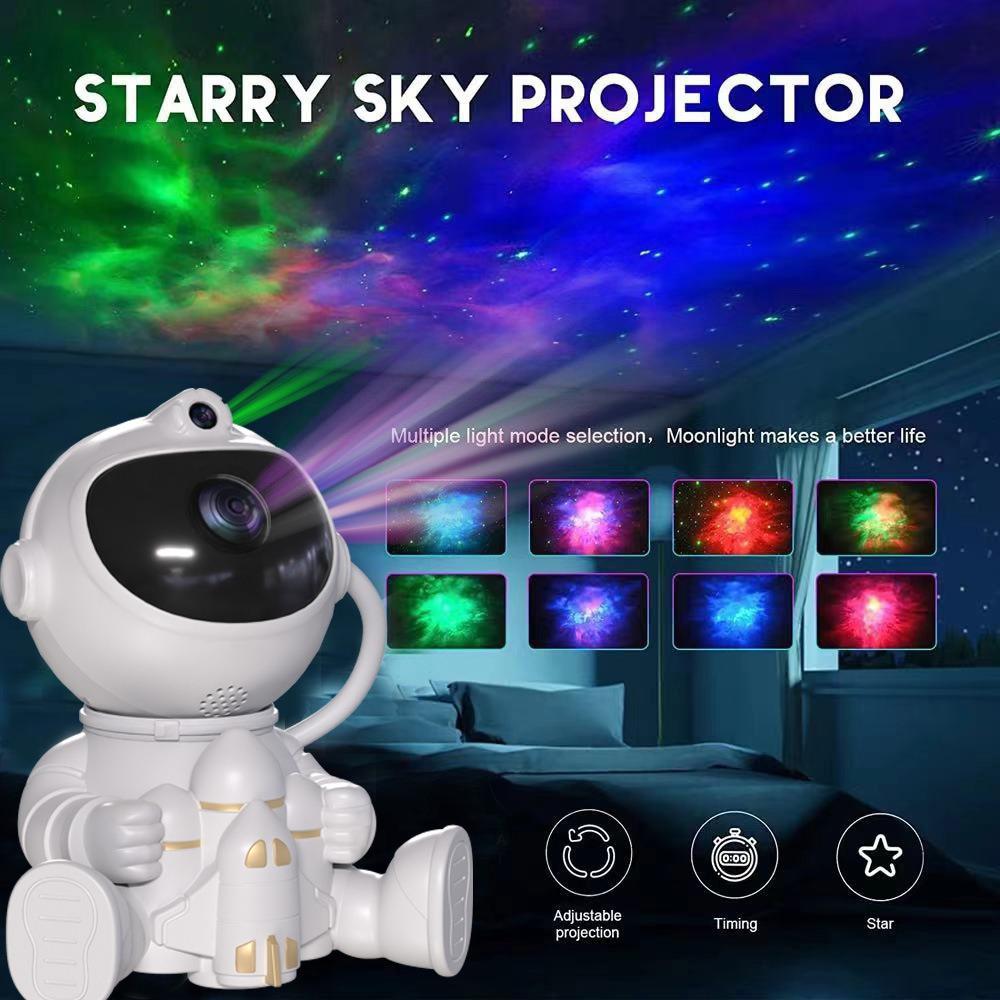 Space Shuttle Rocket Astronaut Starry Sky Projection Light Atmosphere Light Astronaut Projection Night Light Bedroom Ornament