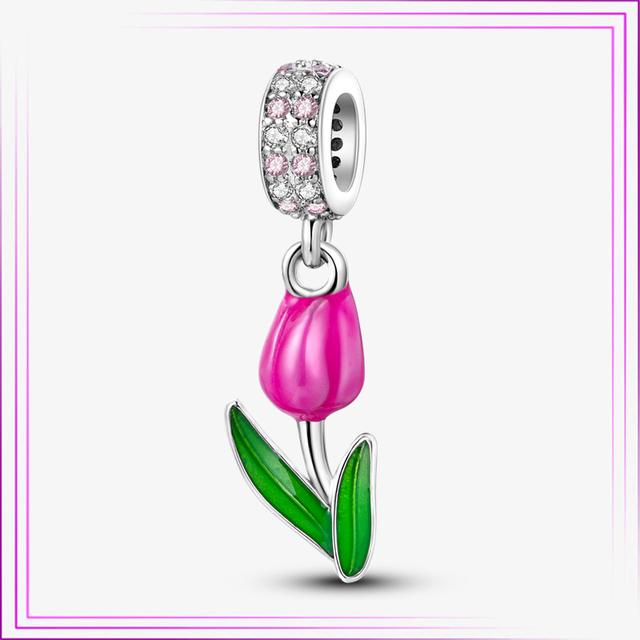 925 Sterling Sølv Hjerte Blomst Luftballong Flamingo Rosa Sjarm Plata De Ley Bil Katt Perle DIY For Originalt Armbånd Smykker