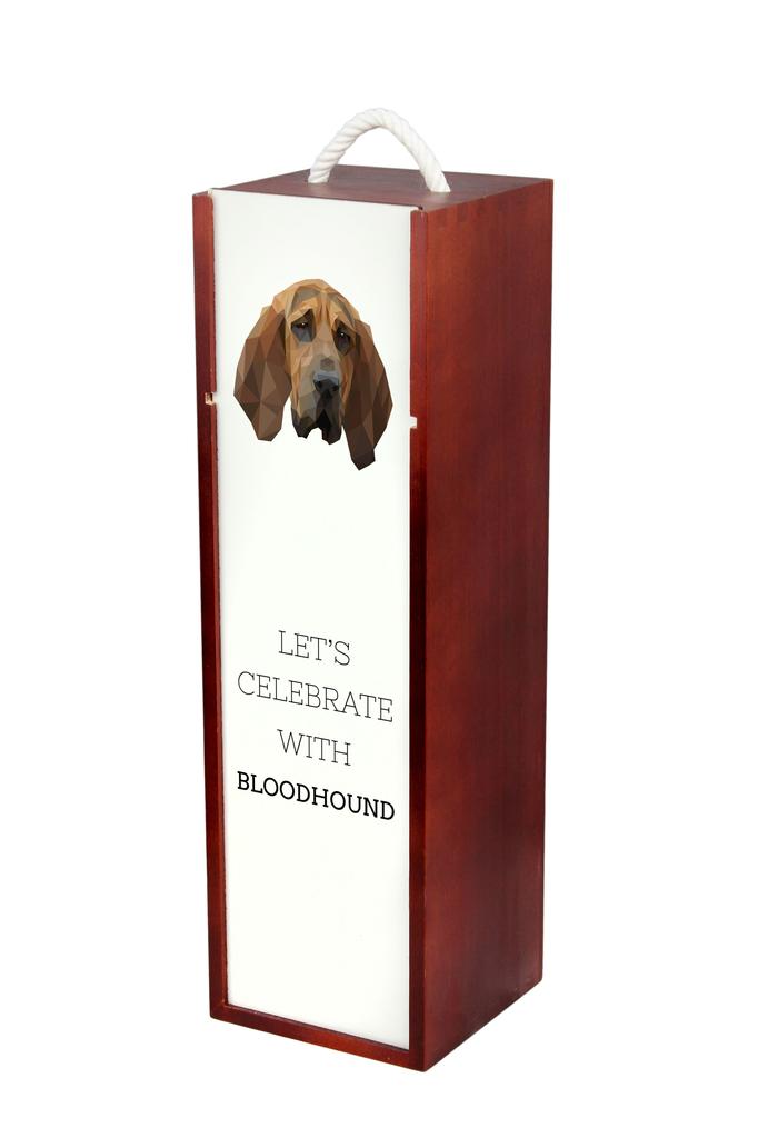 Bloodhound, Pies Św. Huberta - Geometryczne Pudełko Ze Zdjęciem I Napisem Na Wino Marki Art-Dog
