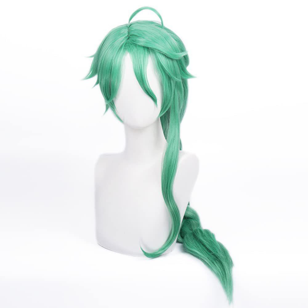 Anime Wig Genshin Impact Atractylodes Bag Green Fried Dough Twists Braid Dull Hair Bangs Long Cosplay